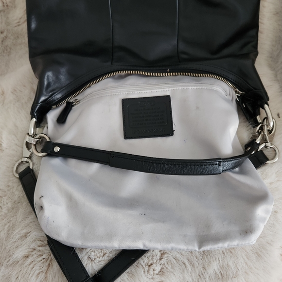 COACH Kristen BIG SNAP Closure Woven Black Shoulder Bag Handbag Sachtel - Picture 12 of 15